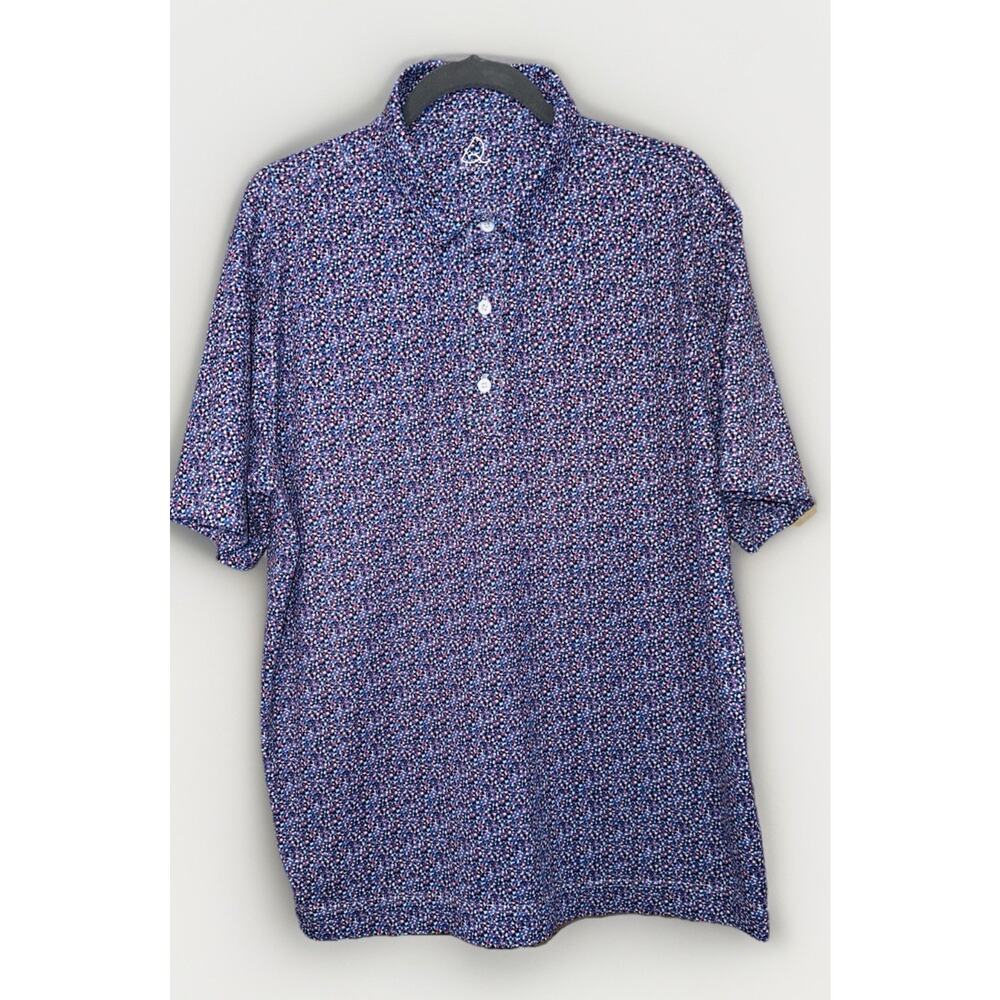 Deolax Golf Polo Shirt Men's Size Large Floral Stretch Performance Blue